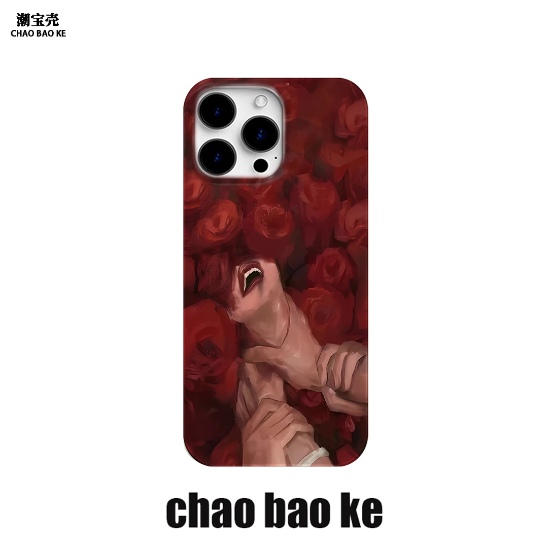 掐脖玫瑰适用于苹果16promax手机壳小众15pro个性14/13/12创意16e