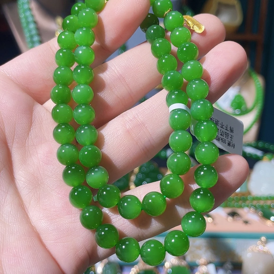 和田玉（碧玉）项链18K金镶嵌