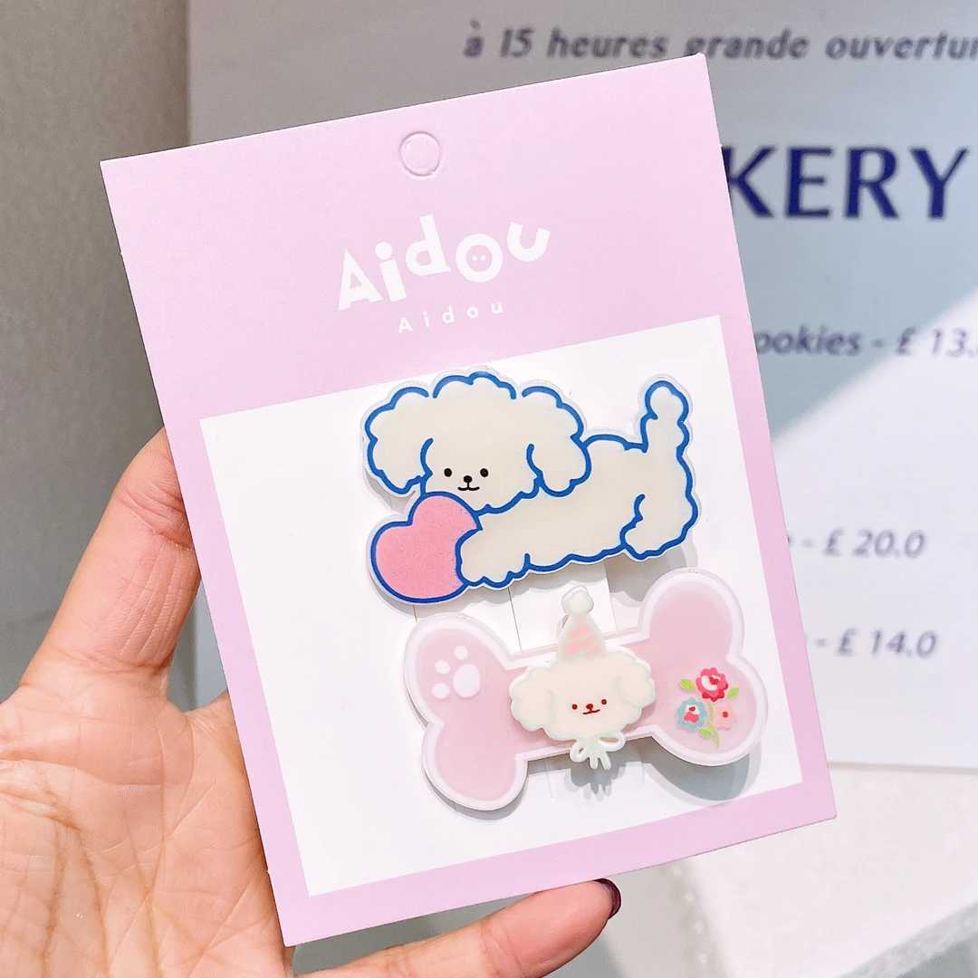 A-6563  ad 1对小狗骨头卡通可爱后脑勺碎发鸭嘴夹        发圈