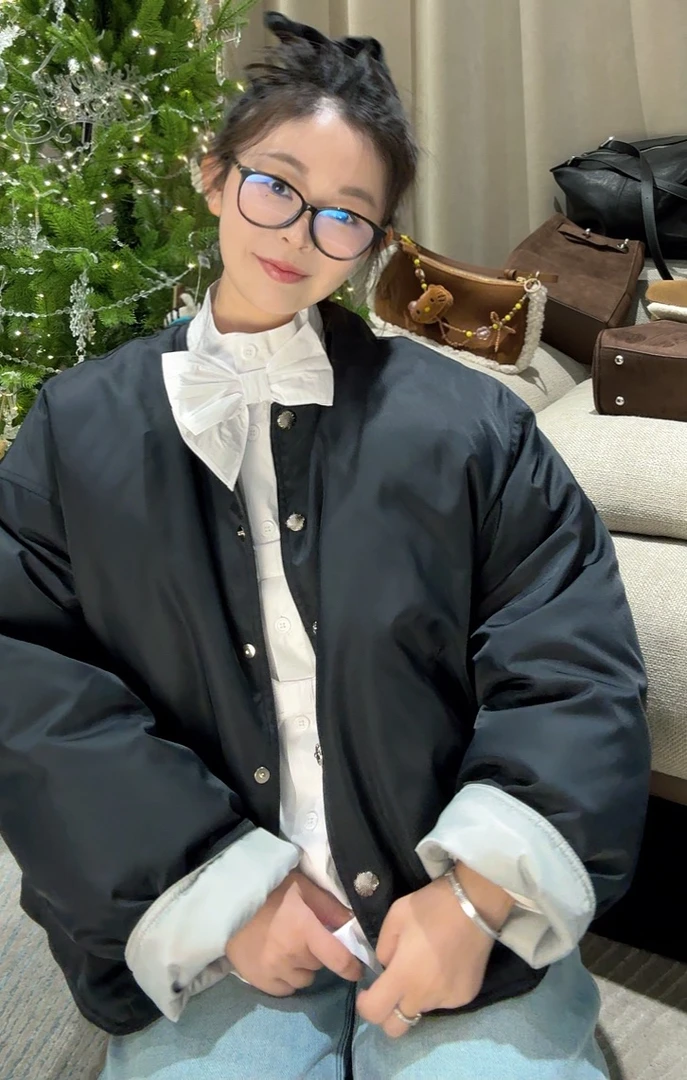 【W_ting】冬季新款重磅老钱风撞色鹅绒羽绒服外套12229