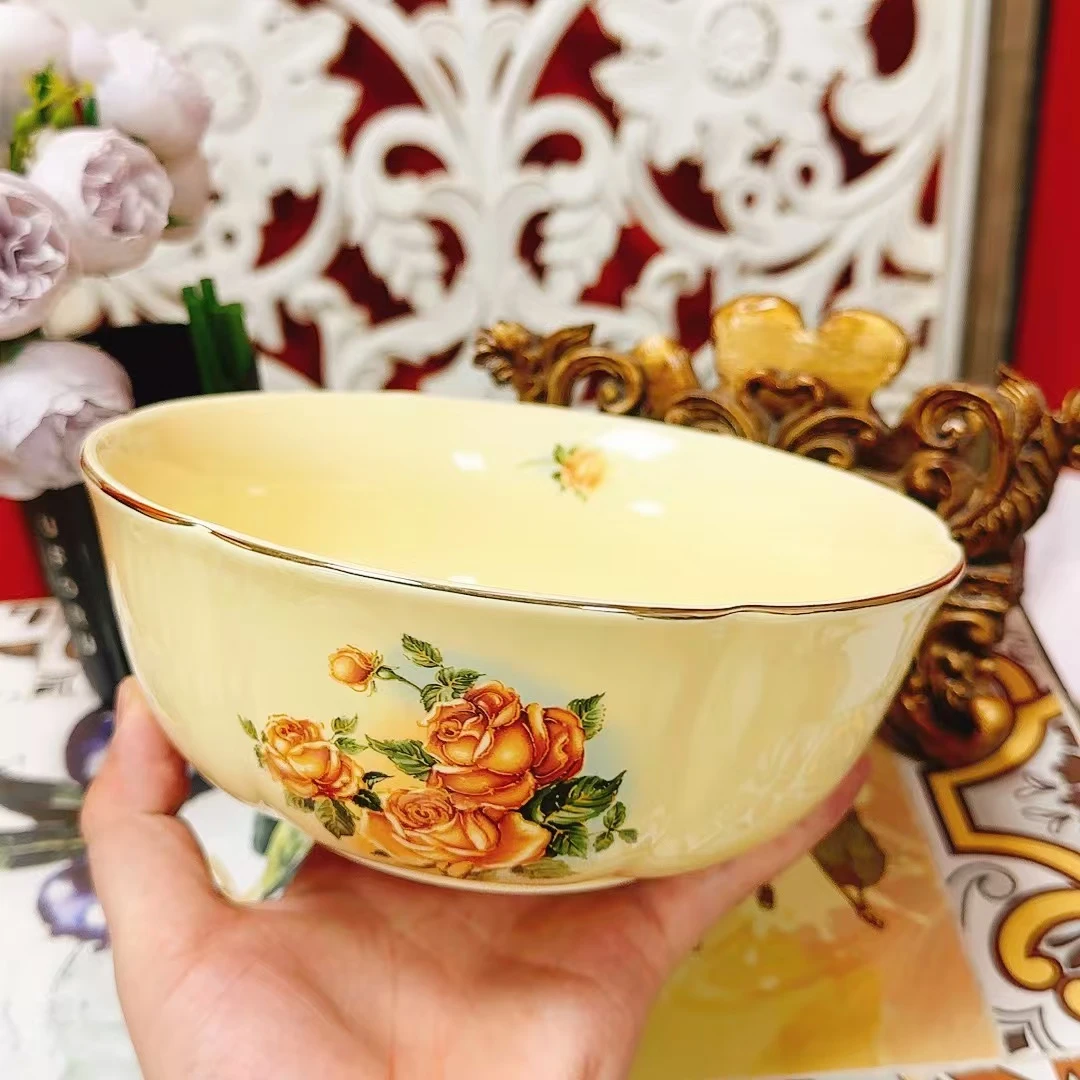 M13汤碗7英寸轻奢碗餐具7英寸家庭装描金家用陶瓷欧式一个装