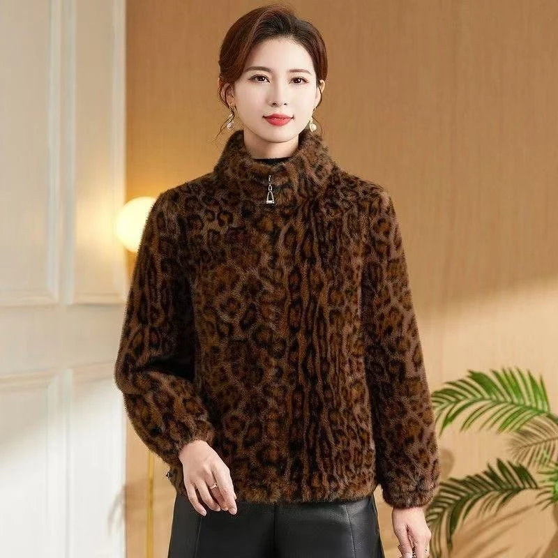 【豹纹拉链】时装周时尚女装毛毛外套