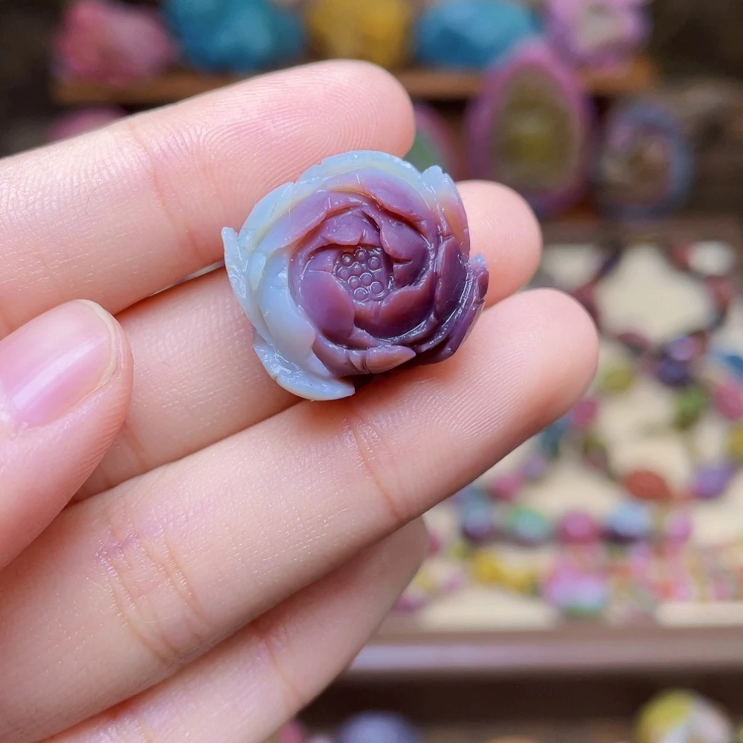 玛瑙/玉髓未镶嵌珠宝半成品B***L盐源玛瑙蓝紫花花