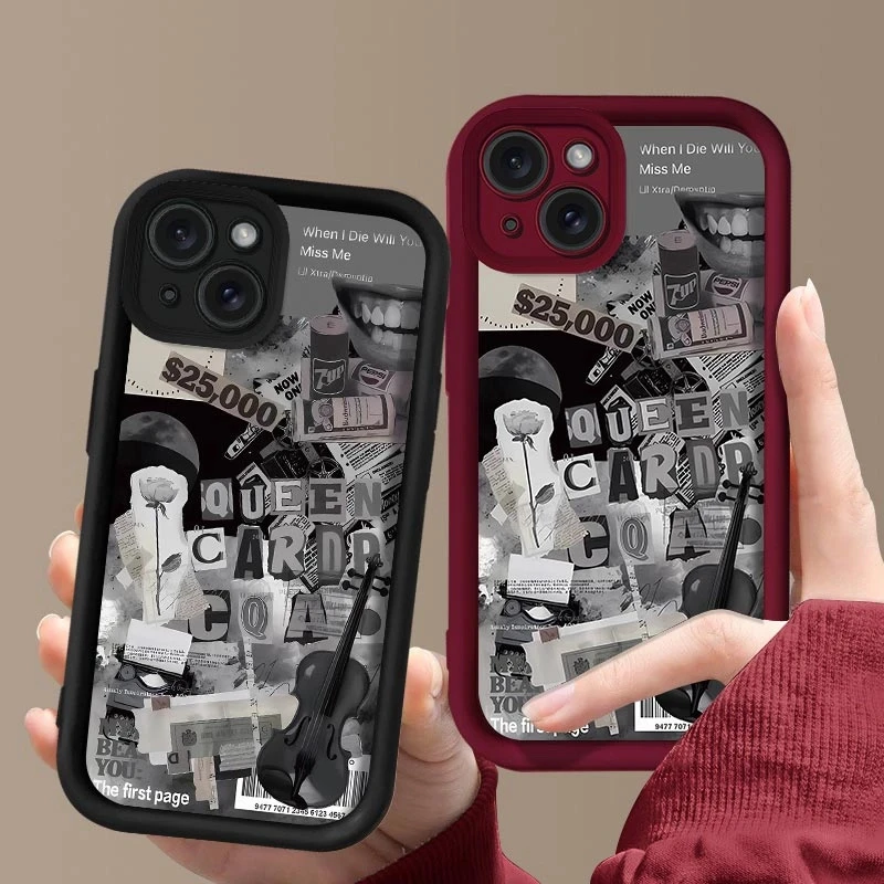 黑色吉他适用苹果17promax/16/15手机壳iPhone14pro/13/12/11硅胶