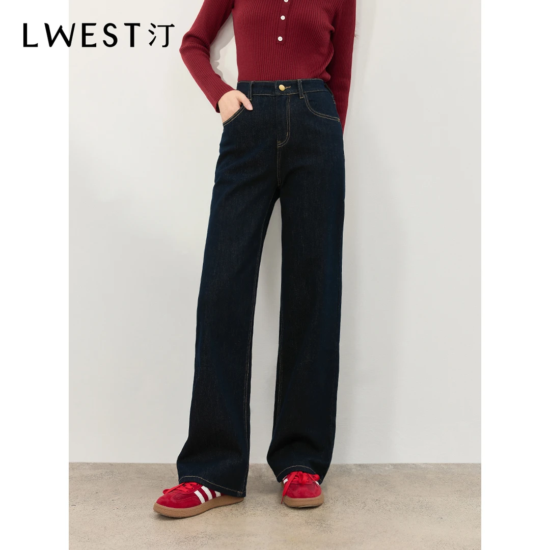 T朗文斯汀2024冬高腰直筒垂感拖地阔腿裤DTMN4508D12726