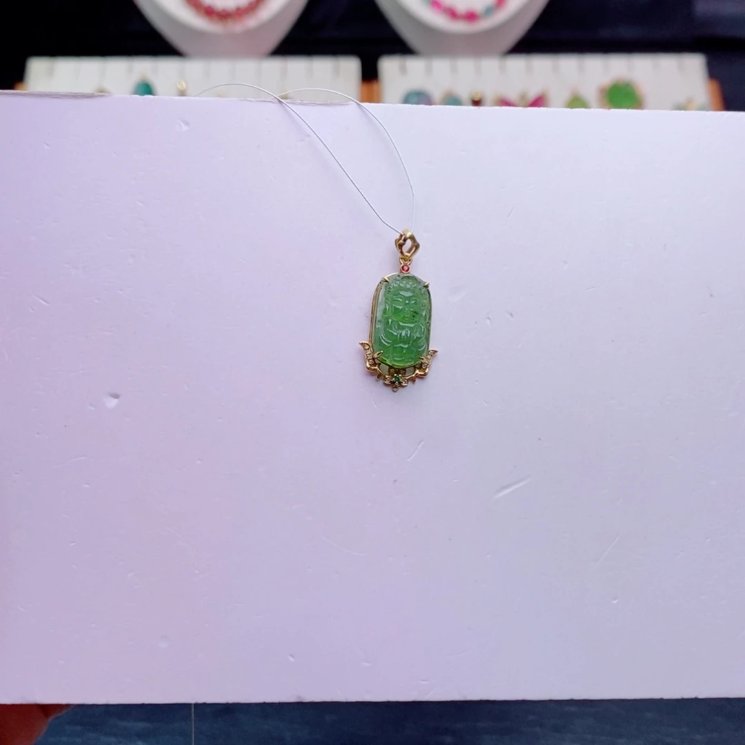 碧玺18K金镶嵌宝宝佛吊坠m