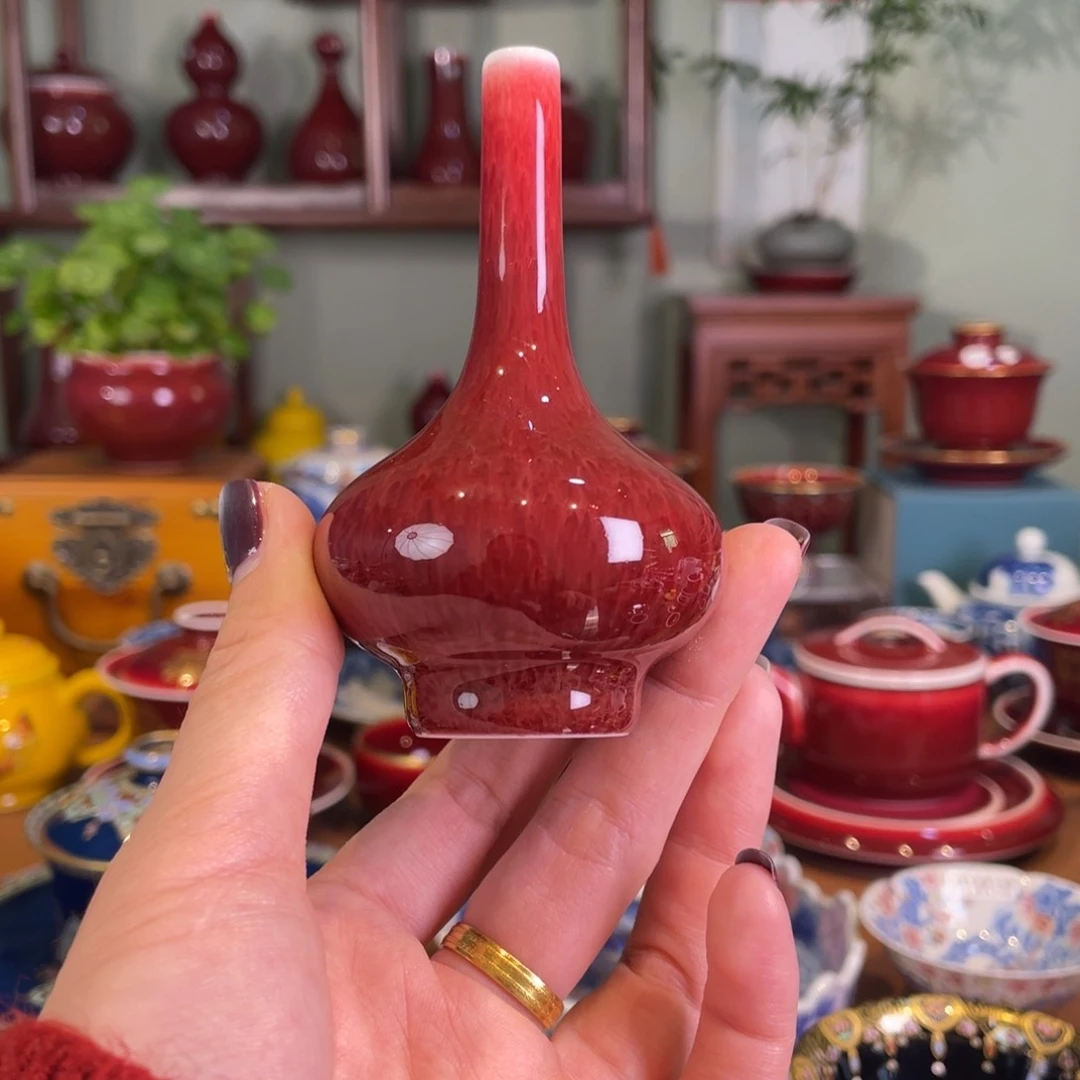 清欢雅玩原矿郎红福利小花瓶