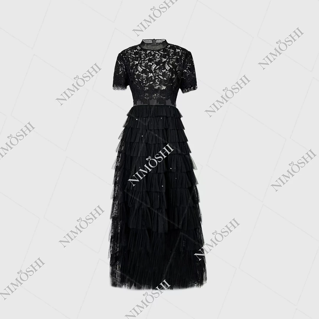 NIMðSHI【莎莎】新款时尚轻奢小众镶钻气质显瘦款连衣裙女Q1112