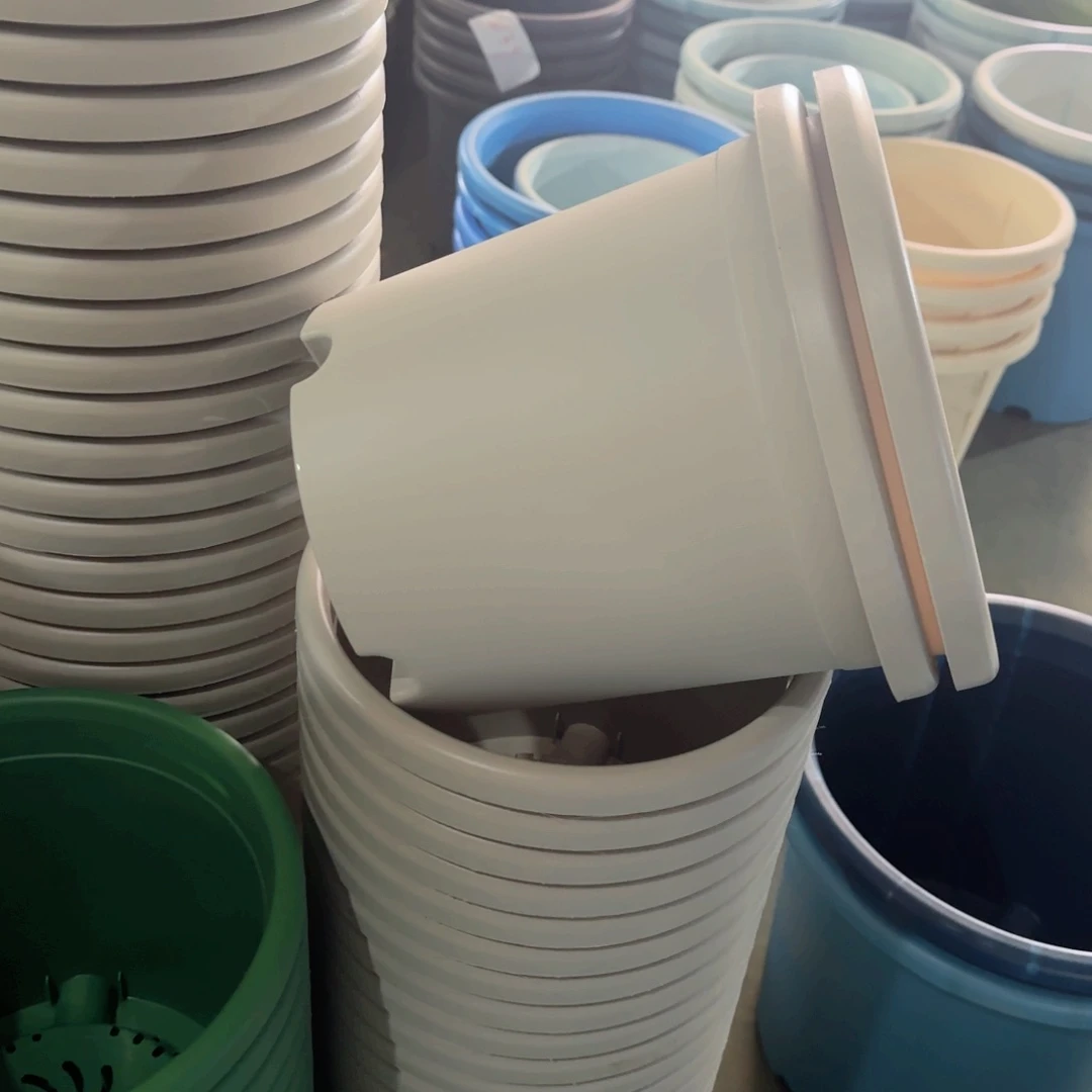 树脂四季盆4#无拖灰白微瑕8