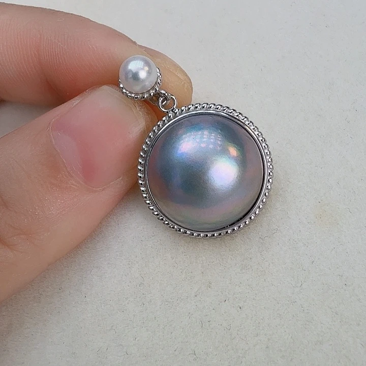 拼合珍珠（马贝珠）银S925镶嵌颈饰