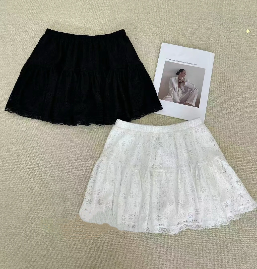 DD-1818松紧腰重工蕾丝蛋糕裙