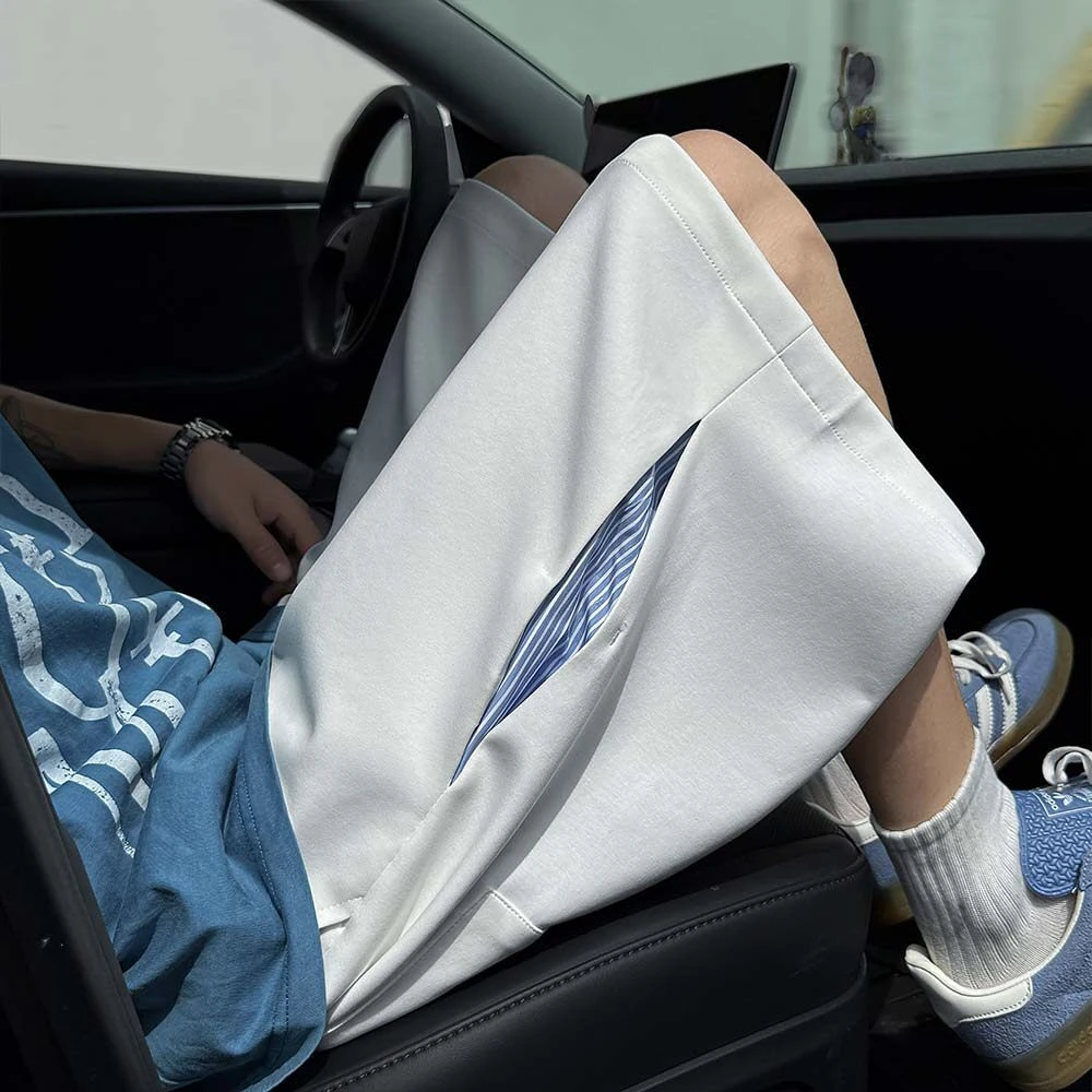 重磅条纹短裤休闲宽松cleanfit慵懒松弛感裤子美式高街阔腿运动裤