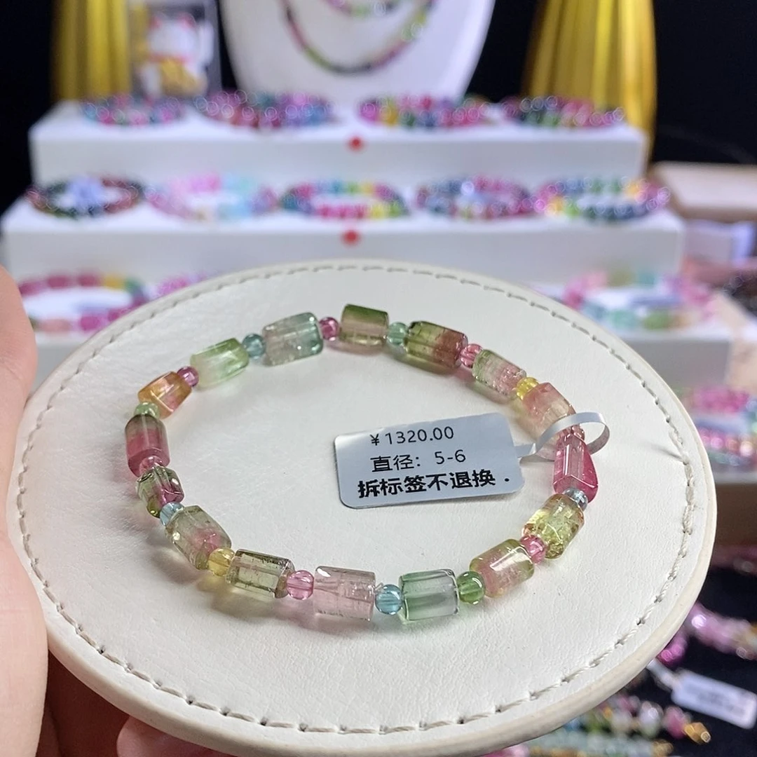 未镶嵌手链碧玺西瓜方糖