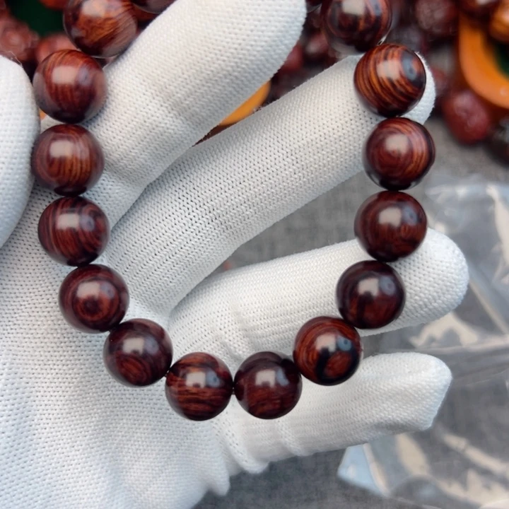 平***心木海南红降花梨公1.2手串高品