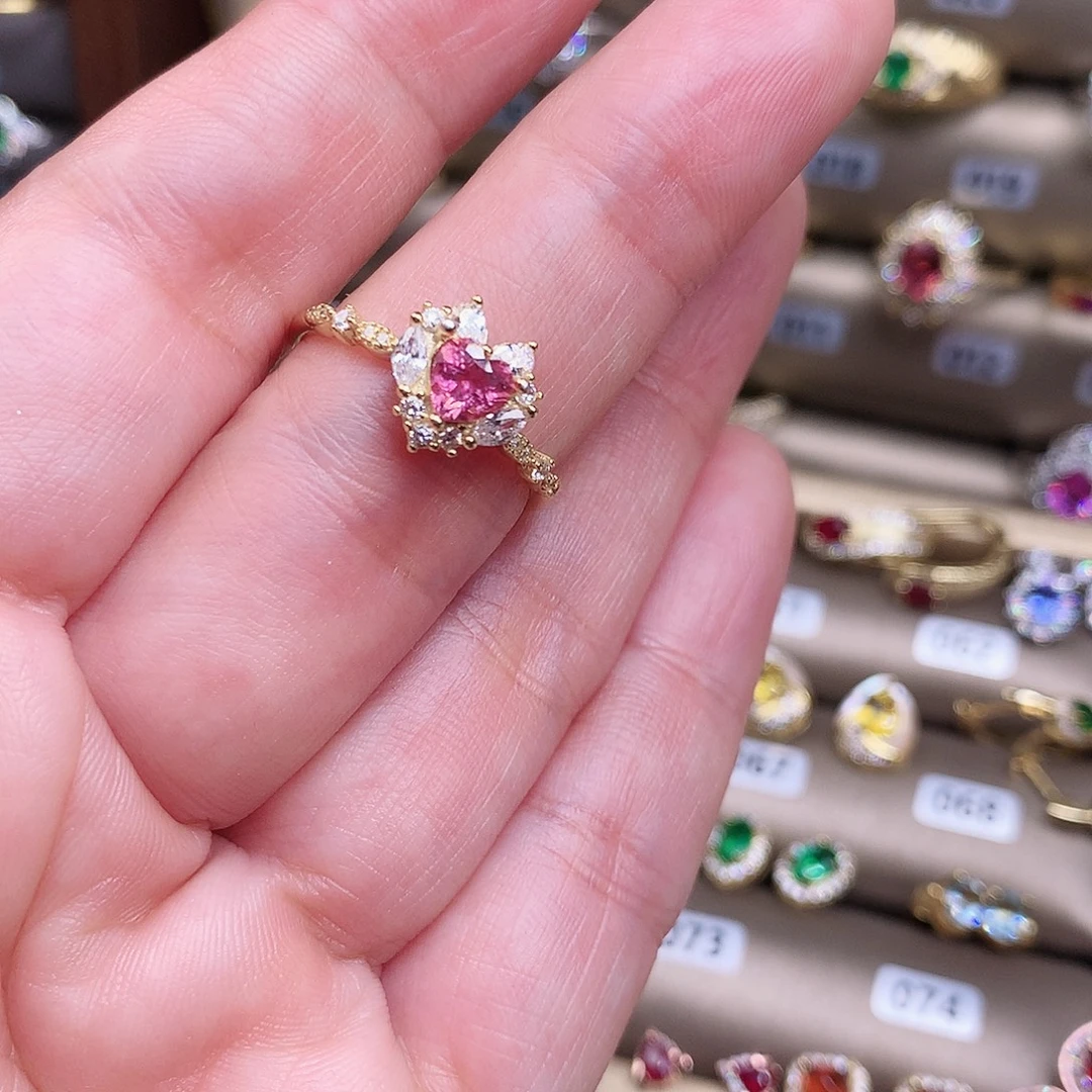 豆***）戒指碧玺银S925镶嵌