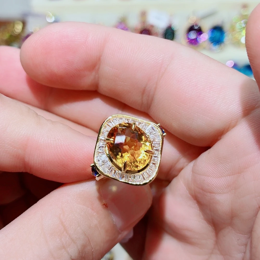 戒指银S925镶嵌水晶