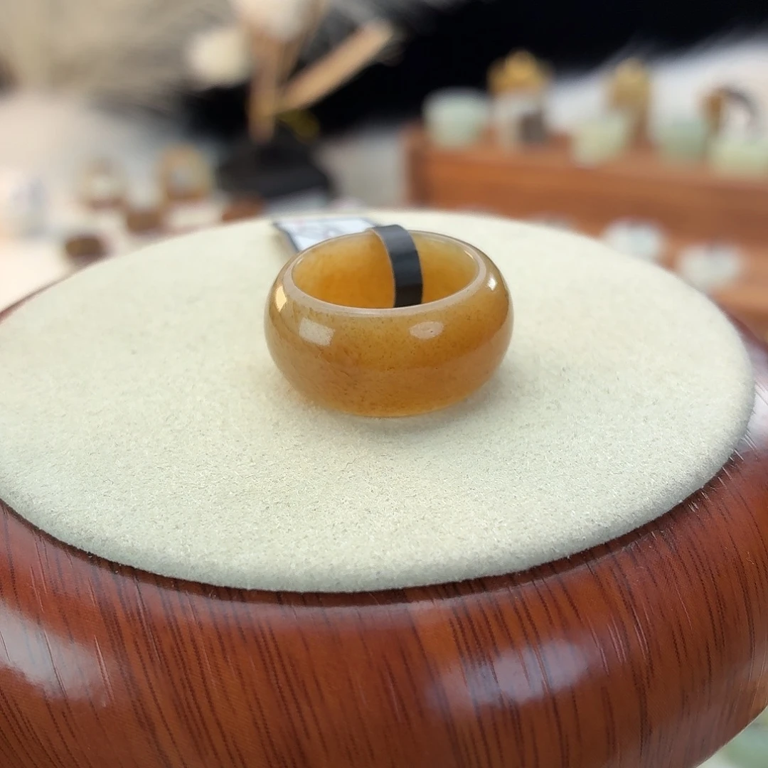 和田玉未镶嵌戒指i35咖糖轮胎16.6mm