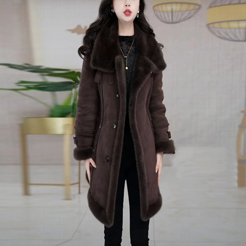 冬季时尚中长款派克服女款爆款2025新款正品收腰显瘦加绒加厚外套