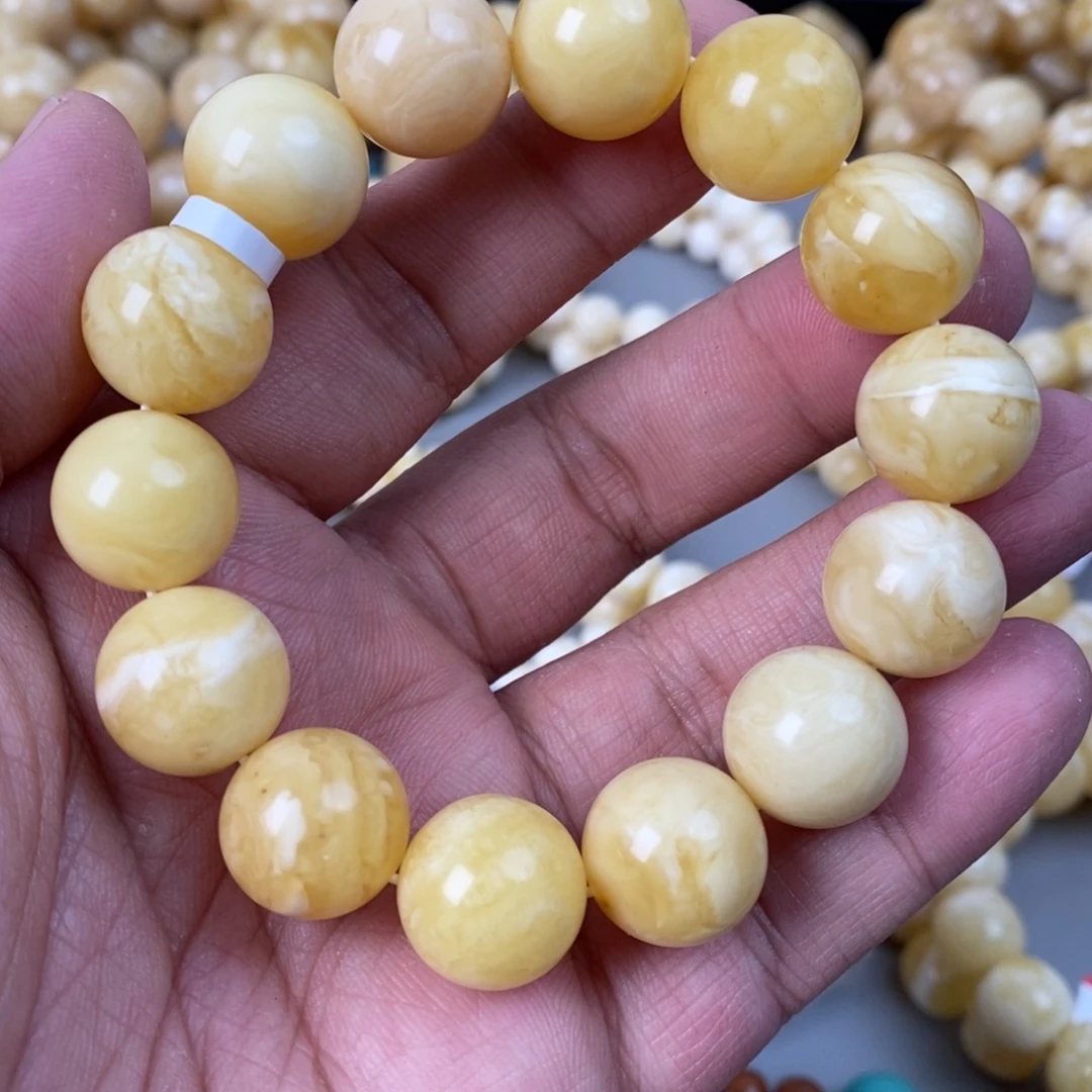蜜蜡未镶嵌珠宝奇石16mm 33.1g 有花粉