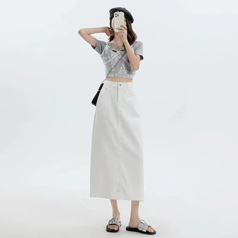 2211 牛仔半身裙女2024新款夏季高腰显瘦a字长裙
