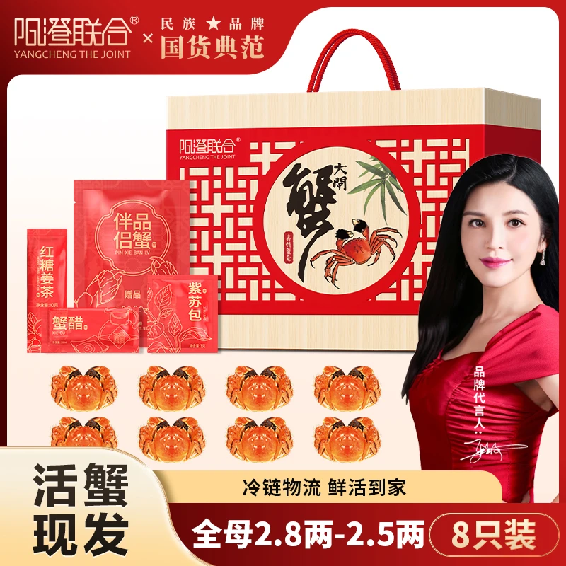 【活蟹】阳澄联合大闸蟹全母蟹2.8-2.5两8只/10只大闸蟹现货现发