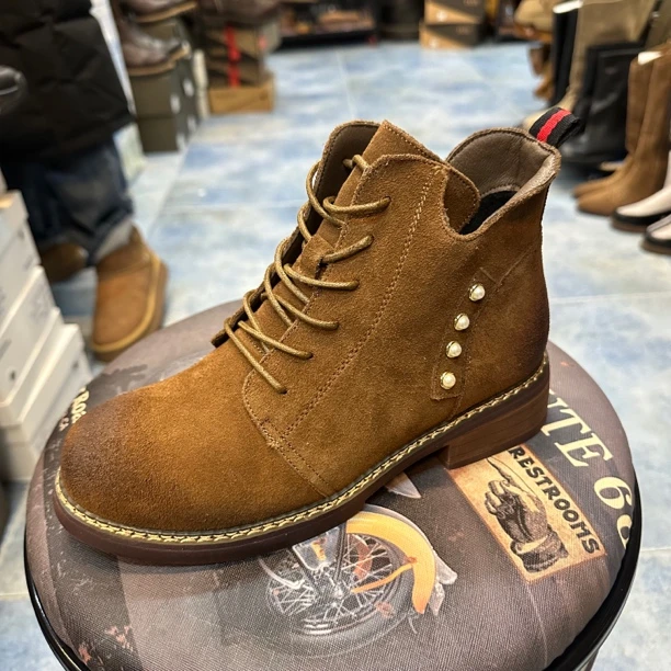 福利款女款二棉短靴棕色经典百搭个性秋冬复古