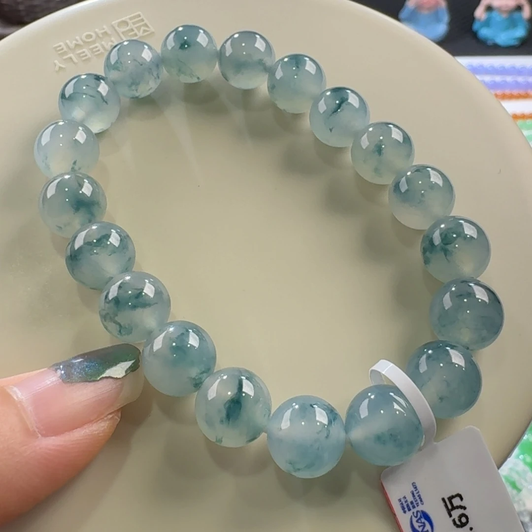 翡翠手链未镶嵌冰胶飘兰花手串卡10 青花瓷！国风！