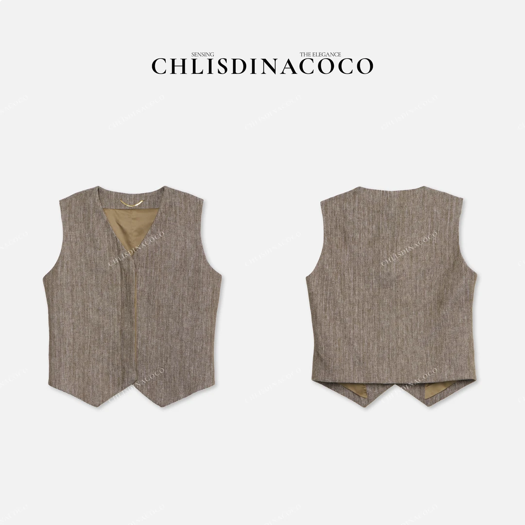 Chlisdinacoco丨"雾非雾聴"人字纹单排扣马甲C9L068MJ251