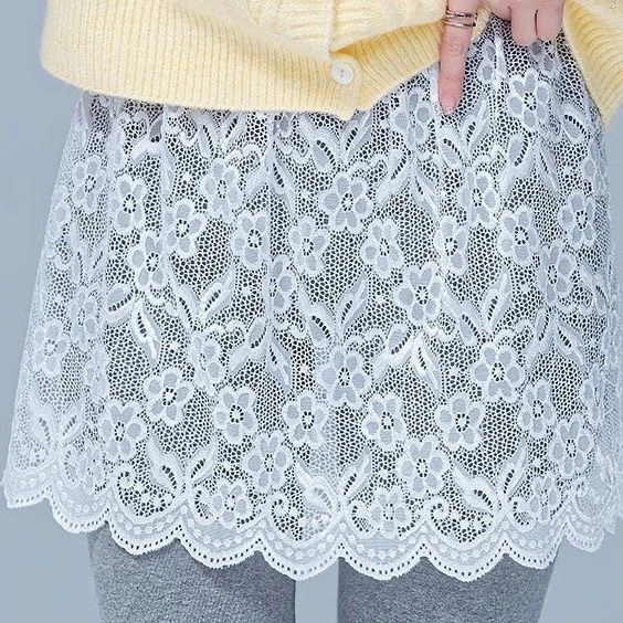 卫衣叠穿内搭神器女士蕾丝打底半身裙搭配毛衣假下摆遮胯小屁帘子