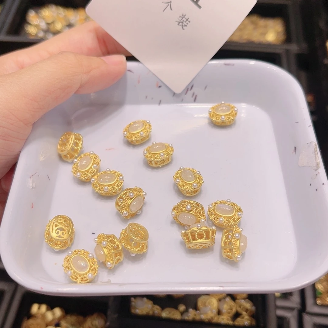 水晶珠宝半成品银S925镀金镶嵌91