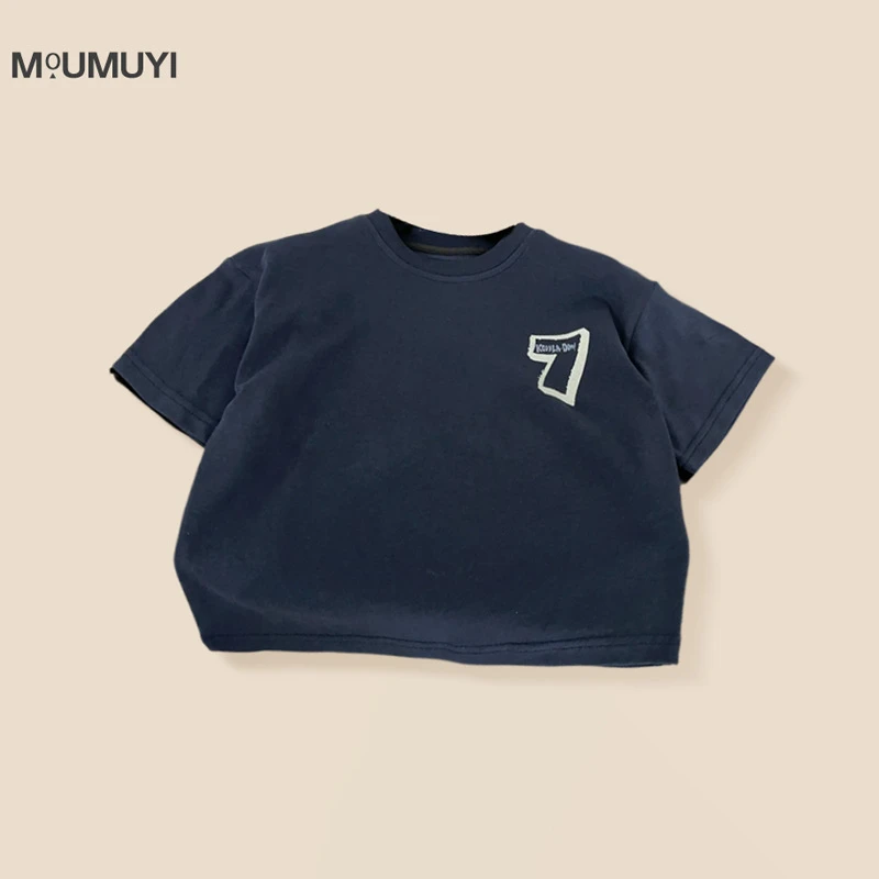 儿童短袖T恤2025夏季新款韩版中小童小众慵懒风字母印花短袖圆领t