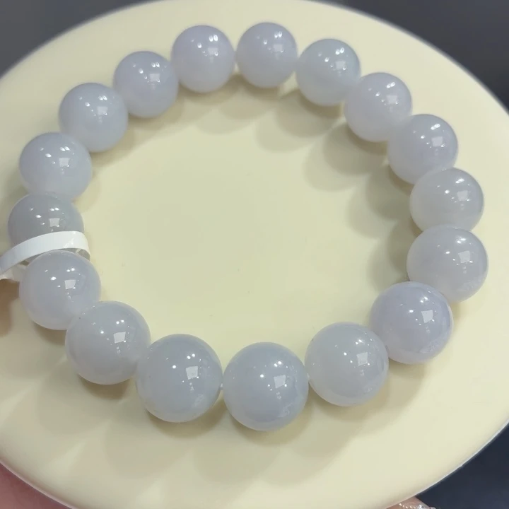 翡翠未镶嵌手链冰胶浅紫卡12