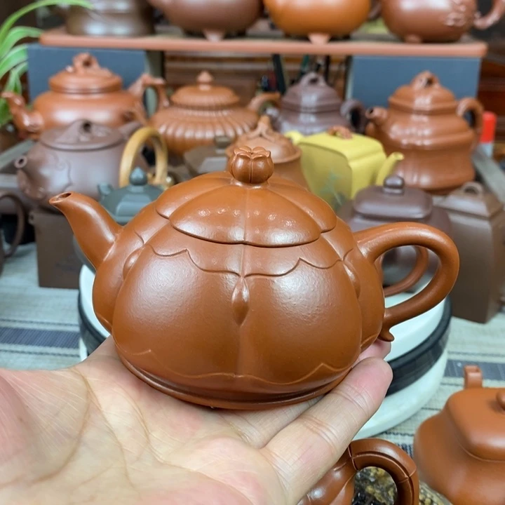 紫砂茶壶莲心200cc原矿赵庄朱泥