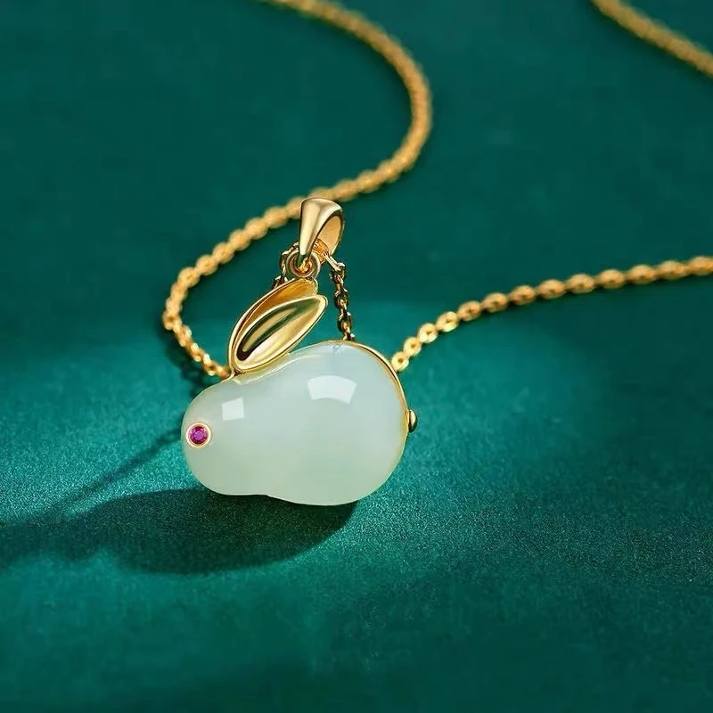 合金项链 吉祥玉兔鸿运国风文艺复古项链