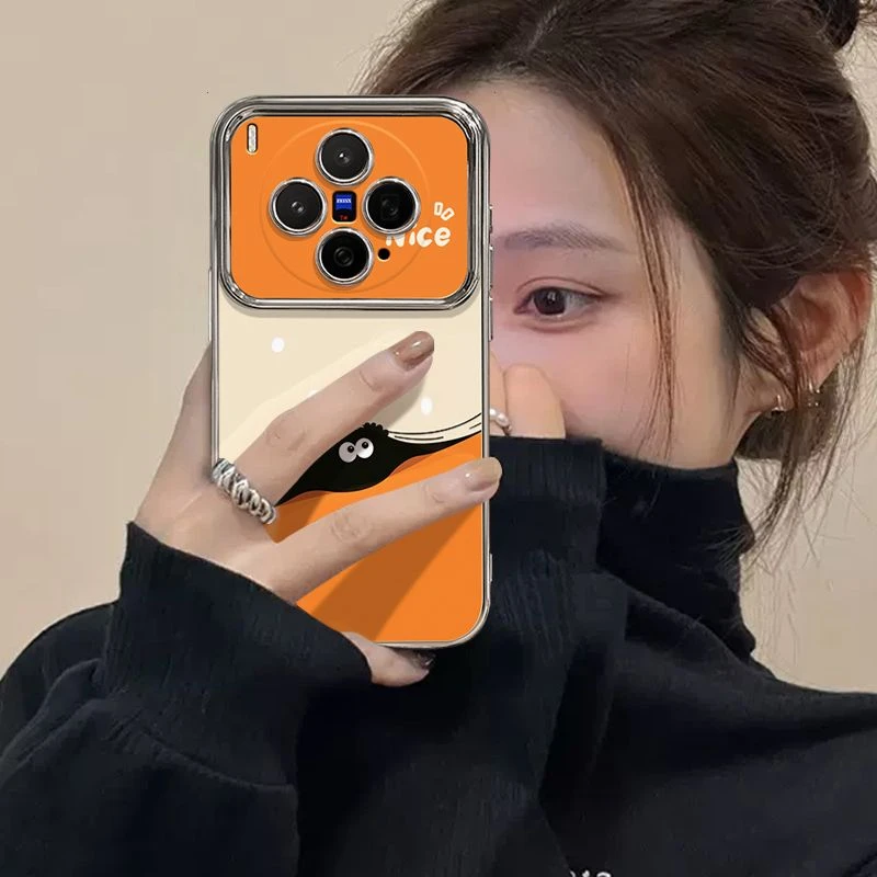 适用橙色煤球vivox300pro手机壳艺术感卡通VIVOx300爆款超火散热