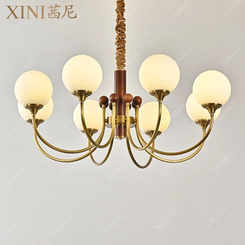 新品法式全铜吊灯复古美式中古风高级感客厅吊灯餐厅卧室书房灯具