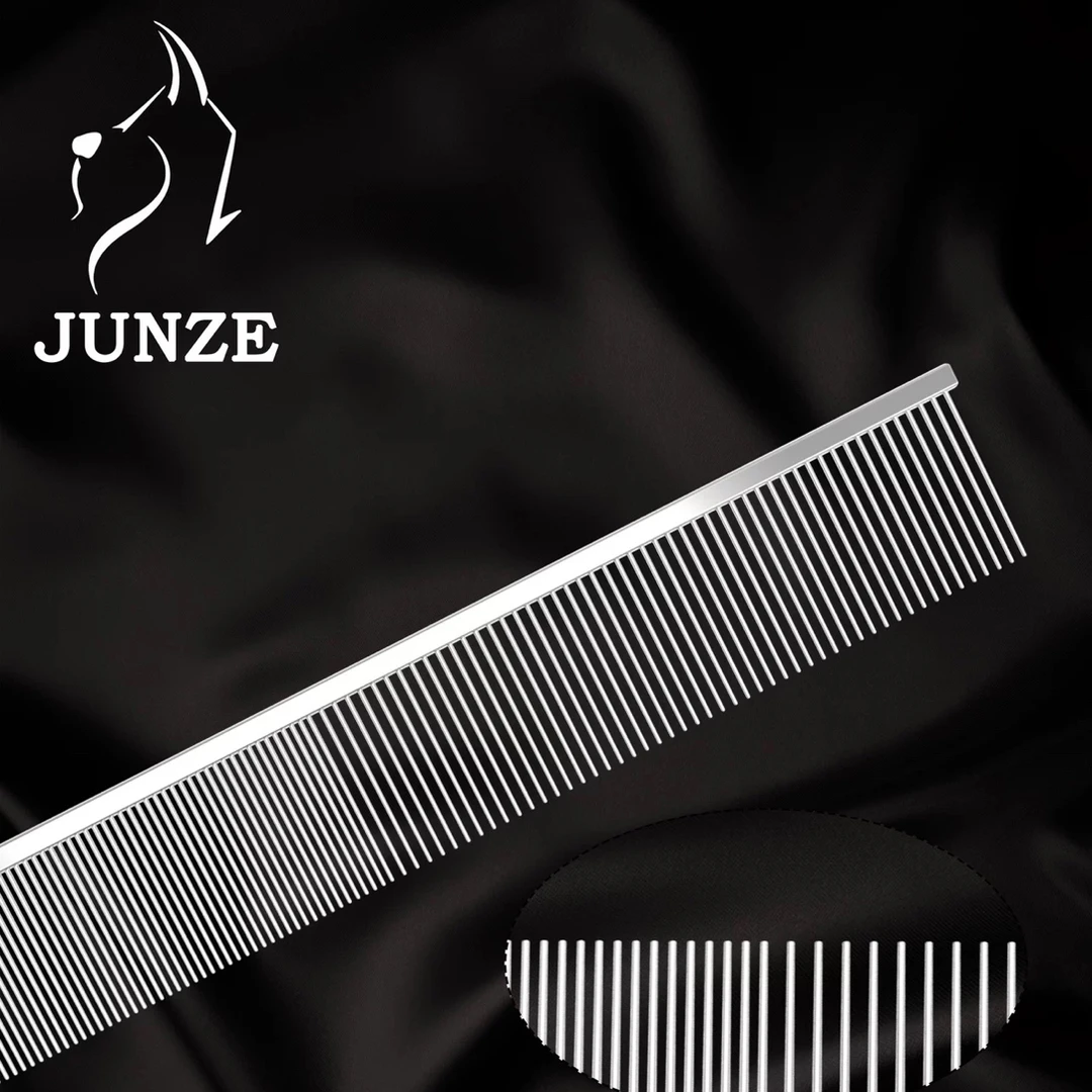 君泽专业狗狗挑毛梳宠物美容师萌系超轻Q弹梳不锈钢电镀直排梳子