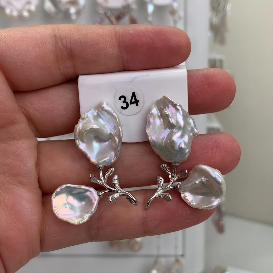 巴洛克花瓣耳饰➕S925银镶