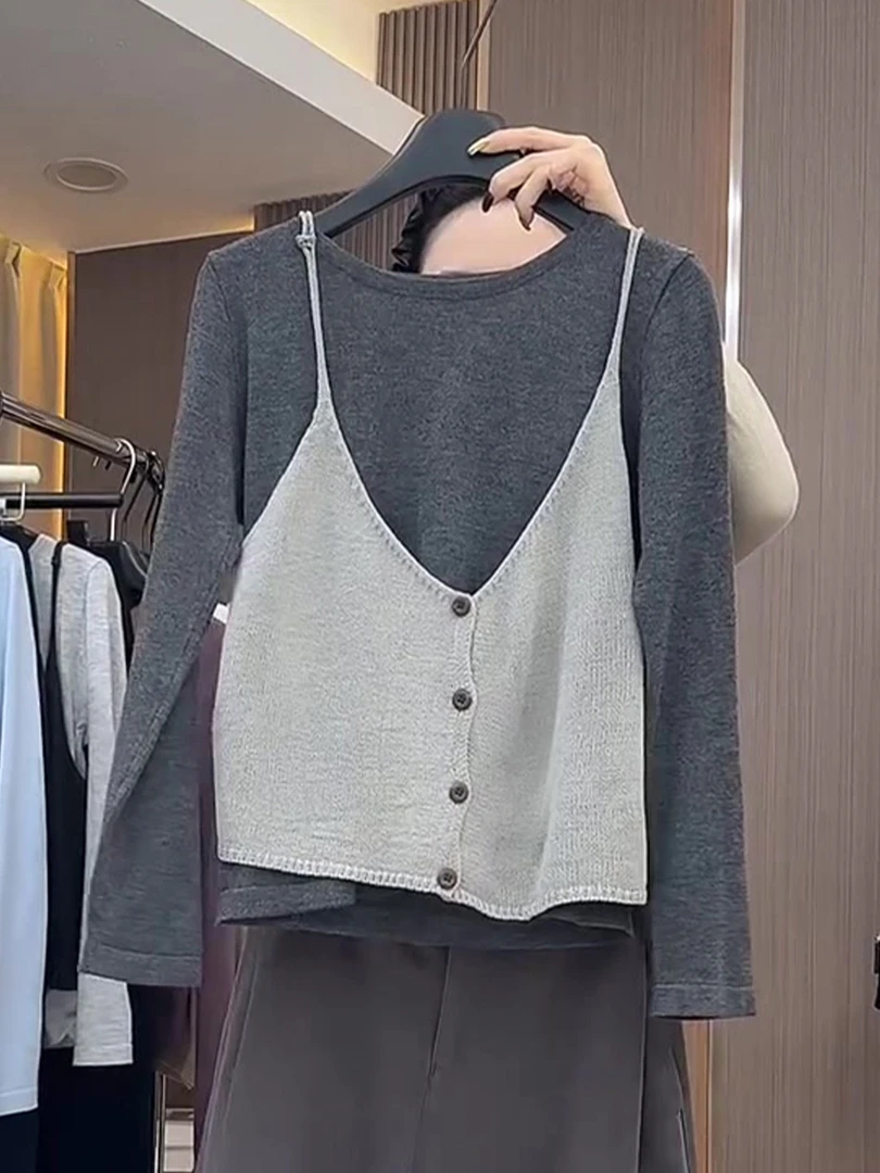 2025年秋季新款女装设计感小众高级感针织吊带开衫上衣慵懒风穿搭