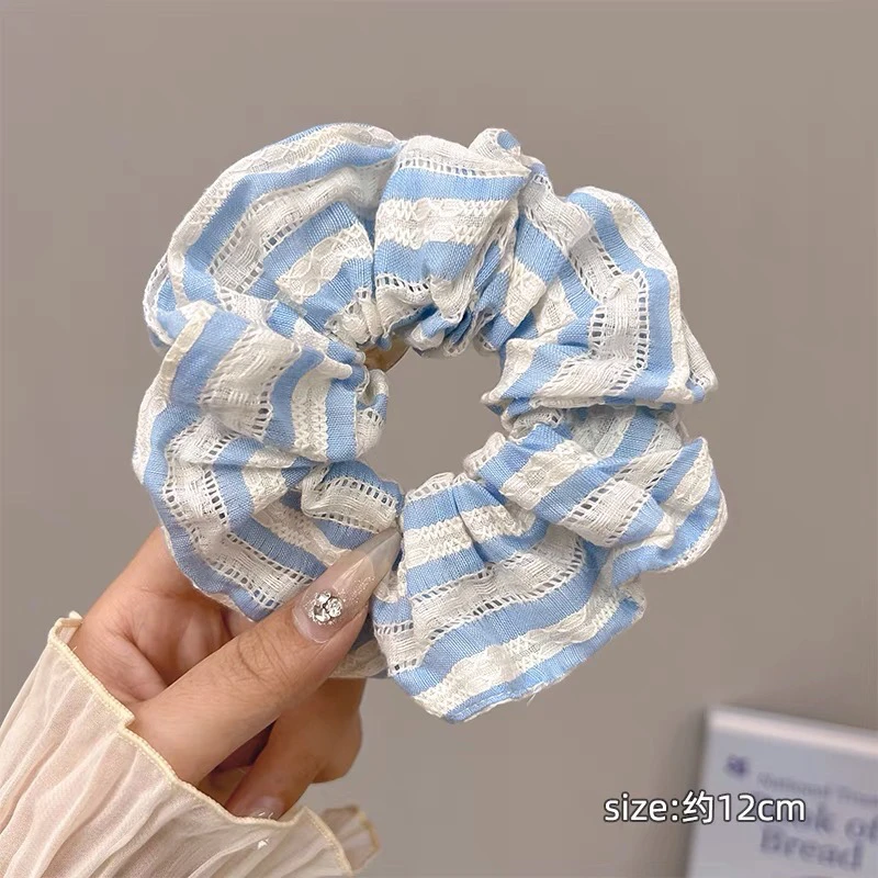 通用原创设计女韩版头绳韩式发圈发绳百搭头饰复古蓝色超仙森系
