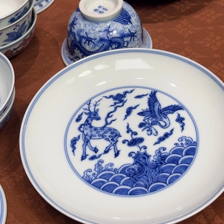 喝***子陶摆件景德镇陶瓷青花