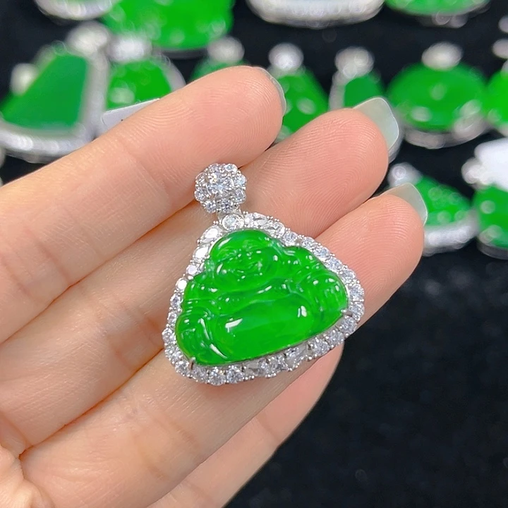 翡翠银S925镶嵌吊坠(不含链)