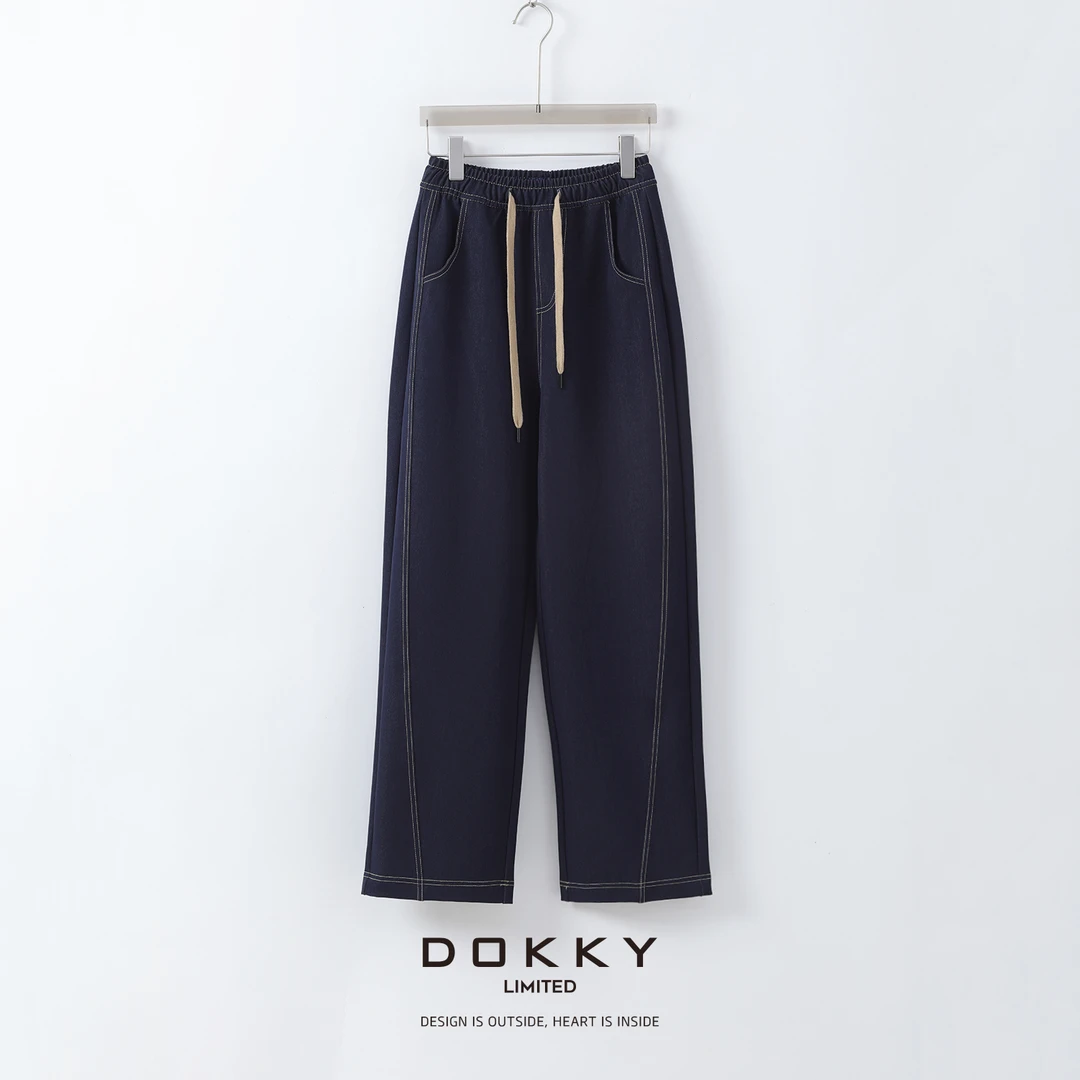 【修容香蕉裤】DOKKY撞色明线.高腰显瘦|直筒弯刀裤