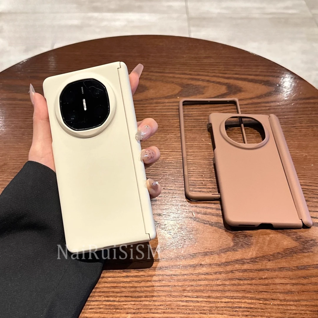 适用华为matex6手机壳新款纯色磨砂matex5折叠屏简约纯色中轴时尚