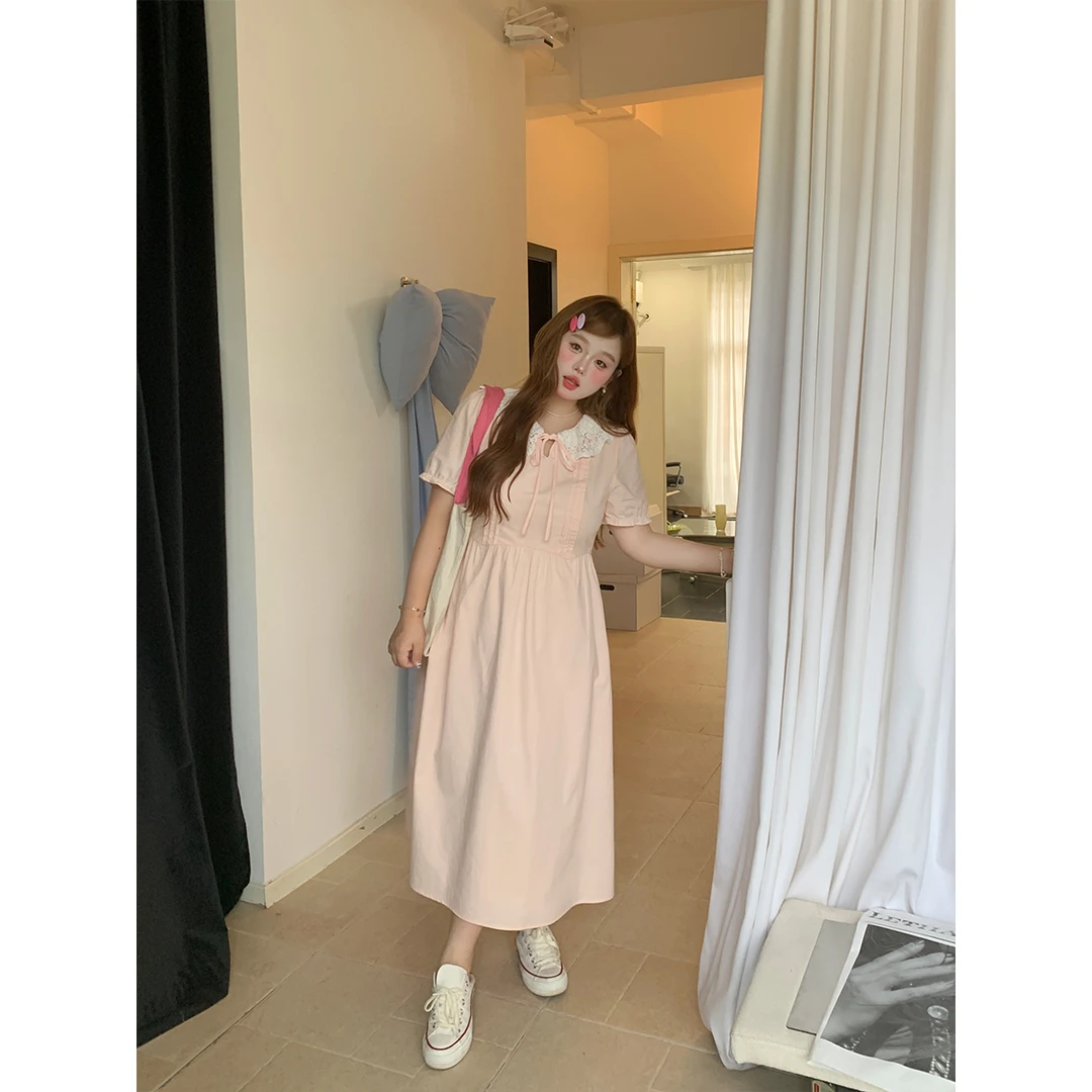 徐达布【希赫尔尔】大码法式连衣裙女夏季粉色显瘦裙子L35402C52