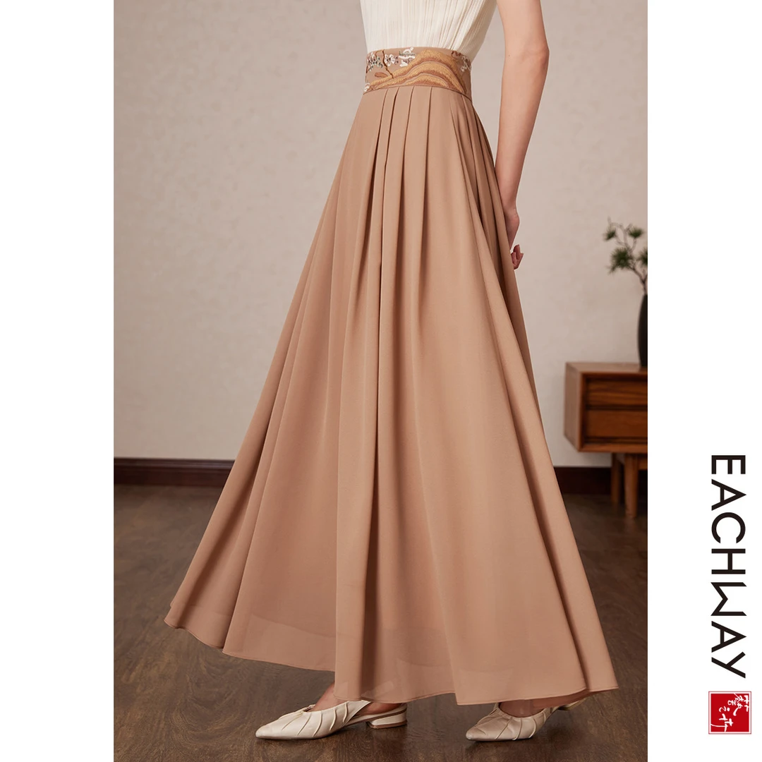 艺之卉【刺绣花型打造细节亮点】新中式半身裙2024夏季国风长裙女