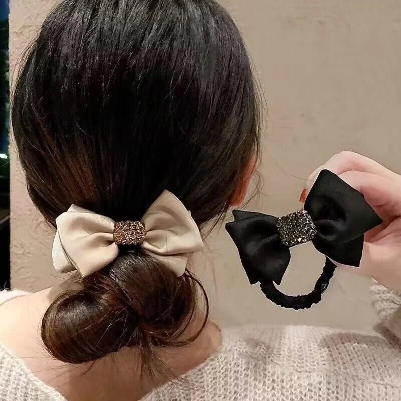 布艺头绳法式蝴蝶结高级感大肠圈发圈女扎头发饰马尾发绳水钻头饰