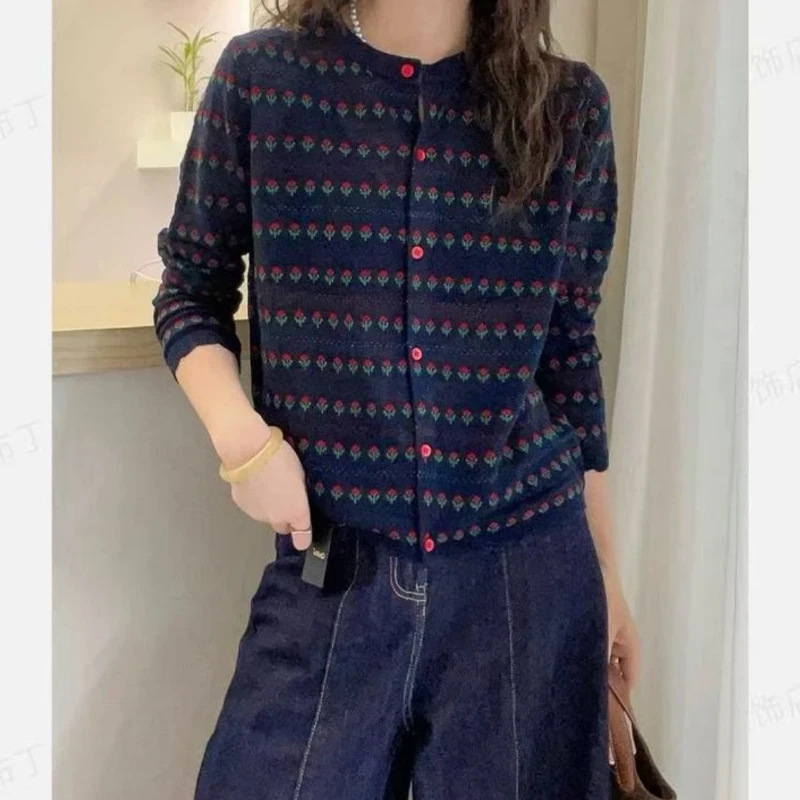 套头毛针织衫复古针织复古重工女针织开衫百搭