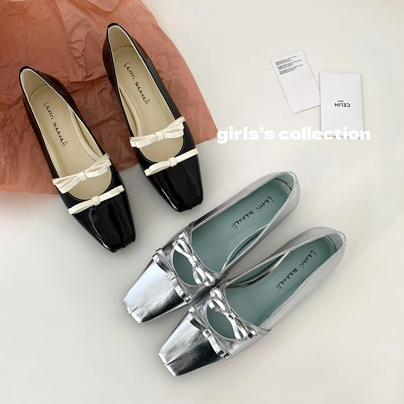 双蝴蝶结复古玛丽珍内增高单鞋6587