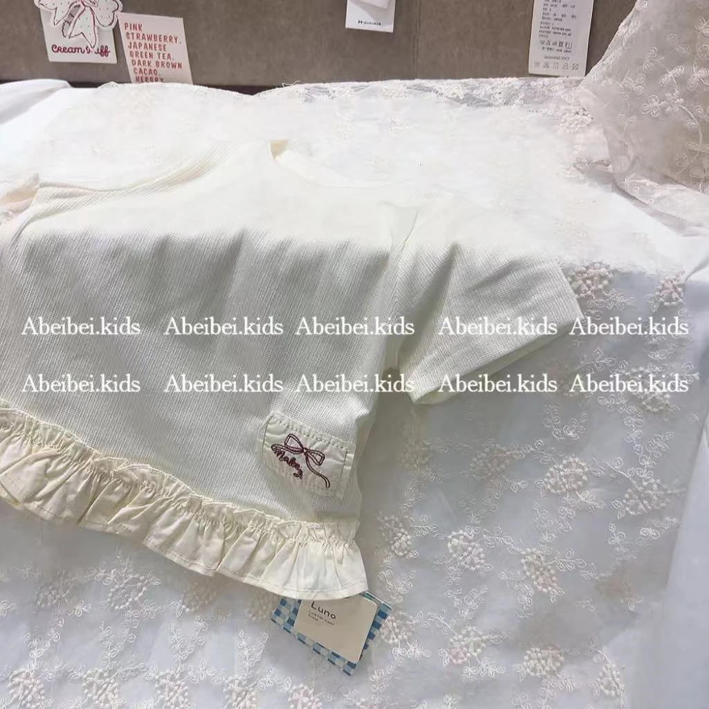 H7【Luno红色蝴蝶结贴标上衣25017】童装